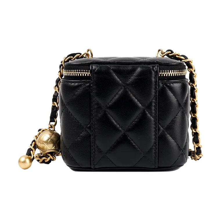 CHANEL Little Golden Ball Sheepskin Box Bag, Crossbody Bag, Shoulder Bag Women's Black-2