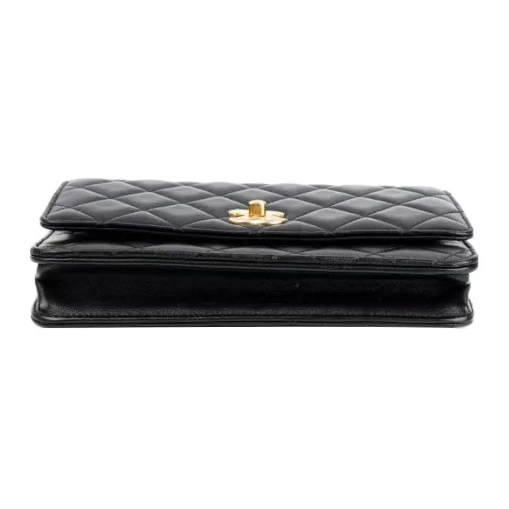CHANEL WOC Sheepskin Wallet On Chain, Shoulder Bag, Crossbody Bag Regular Women's Black-5