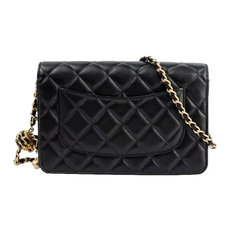 CHANEL WOC Sheepskin Wallet On Chain, Shoulder Bag, Crossbody Bag Regular Women's Black-4