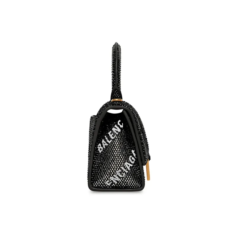 Balenciaga Hourglass Cow Leather Shoulder Bag Crossbody Bag Handbag Extra Small Women's Black-1