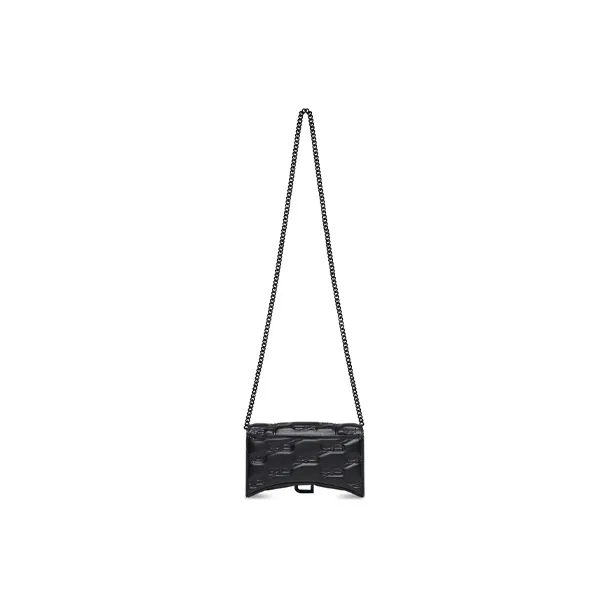 Balenciaga Hourglass Lambskin Shoulder Bag Crossbody Bag Wallet Women's Black-3