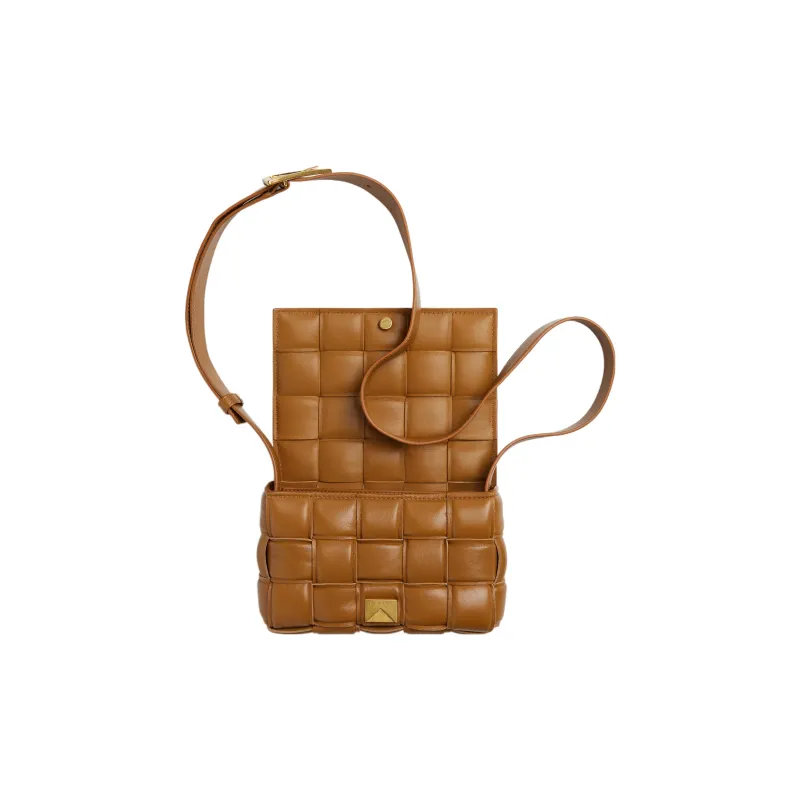 Bottega Veneta PaddedCASSETTE Sheepskin Pillow Bag, Shoulder Bag, Crossbody Bag Trumpets Women's Brown-3
