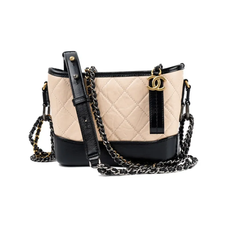CHANEL Gabrielle Calfskin Hobo Bag, Shoulder Bag, Crossbody Bag Women's Beige Multicolor-0