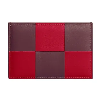 Bottega Veneta Cow Leather Card Holder Women's Apple Sugar Red/Barolo Wine Red