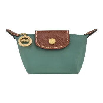LONGCHAMP Le Pliage Canvas With Leather Trim Canvas Bag Coin Purse Women's Green