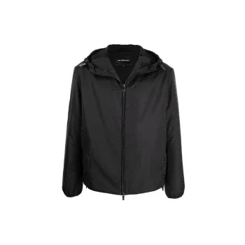 EMPORIO ARMANI Monogram Pattern Zipped Hooded Jacket