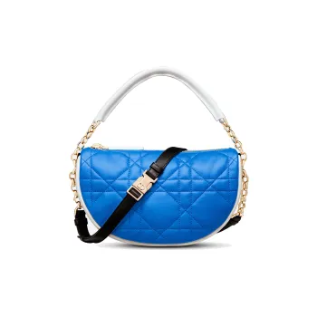 DIOR Vibe Sheepskin Shoulder Bag, Crossbody Bag, Handbag Small Size Women's Fluorescent Blue
