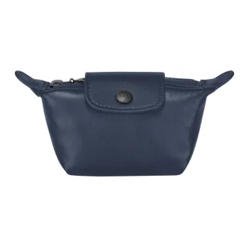 LONGCHAMP Le Pliage Cuir Sheepskin Dumpling Bag Coin Purse Women's Blue