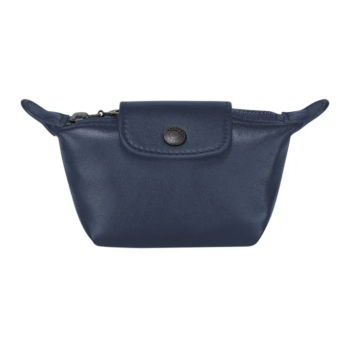 LONGCHAMP Le Pliage Cuir Sheepskin Dumpling Bag Coin Purse Women's Blue-0