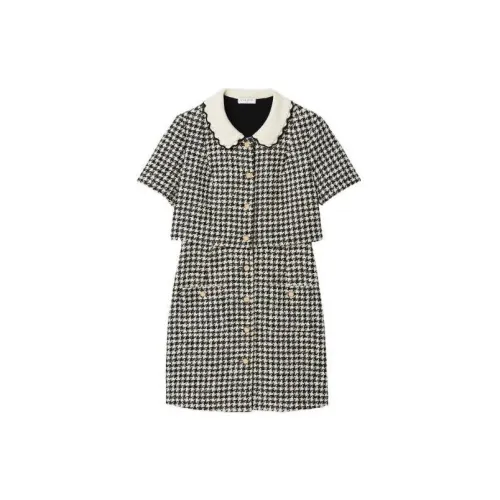 Sandro Short-Sleeved Dresses Women's Black/White Color Blocking