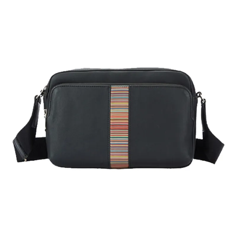Paul Smith Cow Leather Crossbody Bag Shoulder Bag Men's Black Stripes-0