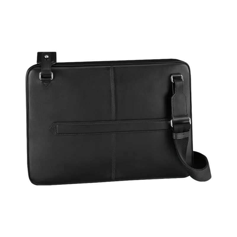 MONTBLANC Meisterstuck Full Grain Cow Leather One Shoulder Crossbody Briefcase Laptop Bag Men's Black-1