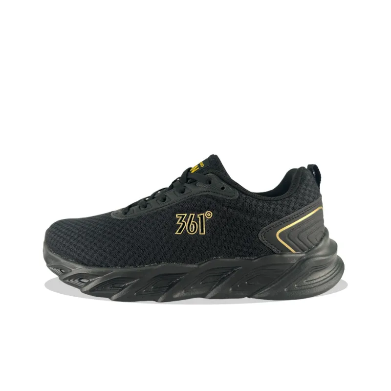 361° Lightweight And Breathable Low Top Running Shoes Men's Black Gold-0