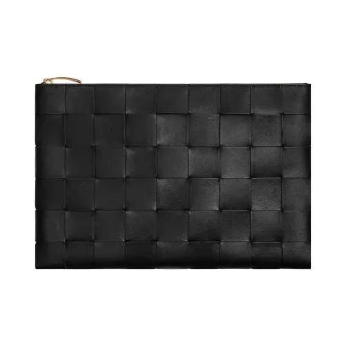 Bottega Veneta Lambskin Clutch Large Size Women's Black