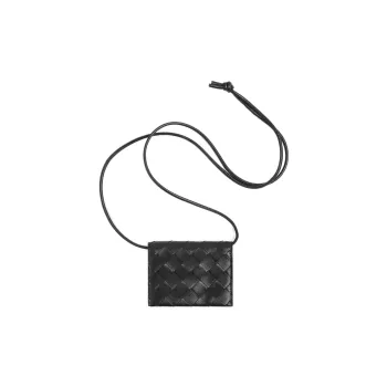 Bottega Veneta Sheepskin With Cow Leather Card Holder, Wallet Women's Black