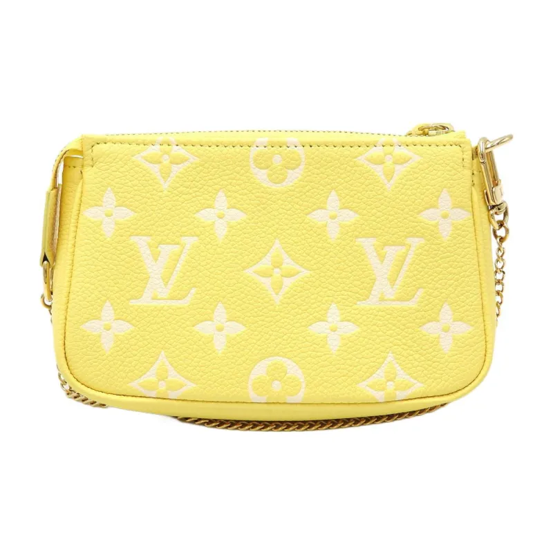 LOUIS VUITTON Pochette Accessories Mini Monogram Empreinte Embossed Lemon Curd Yellow-2