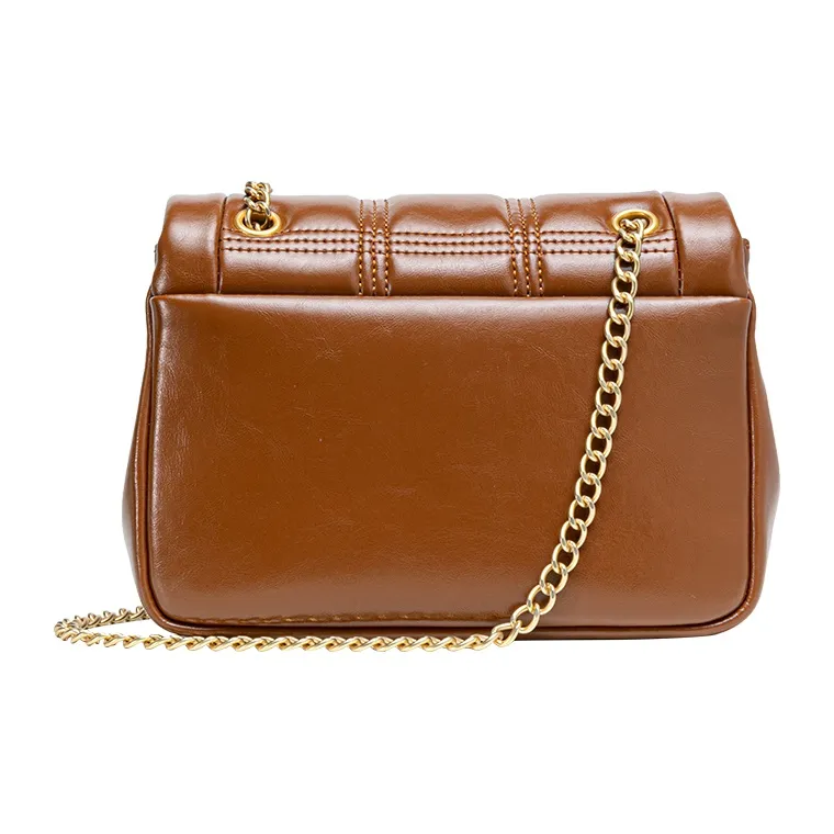 VANESSA HOGAN Cow Leather Shoulder Bag Crossbody Bag Small Square Bag Shoulder Bag Medium Size Women's Brown-2
