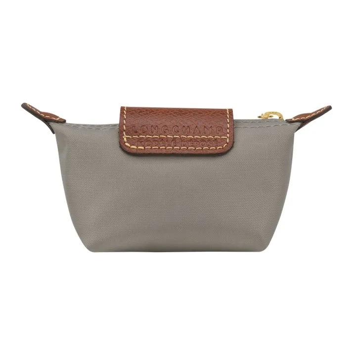 LONGCHAMP Le Pliage Cow Leather Trim Coin Purse Women's Gray-1