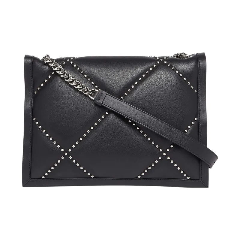 FERRAGAMO Viva Fabric With Sheepskin Patchwork Hobo Bag Portable Crossbody Bag Shoulder Bag Women's Black-2