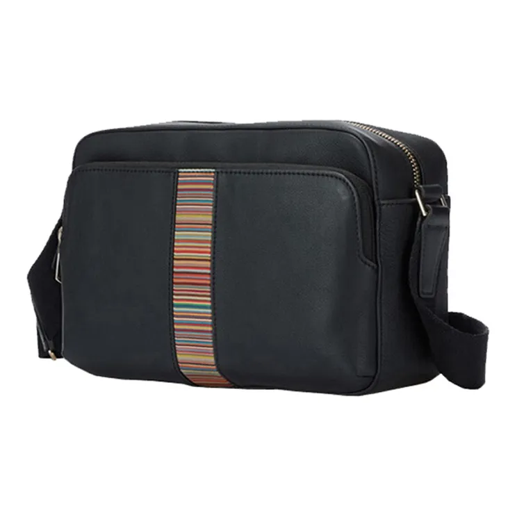 Paul Smith Cow Leather Crossbody Bag Shoulder Bag Men's Black Stripes-1