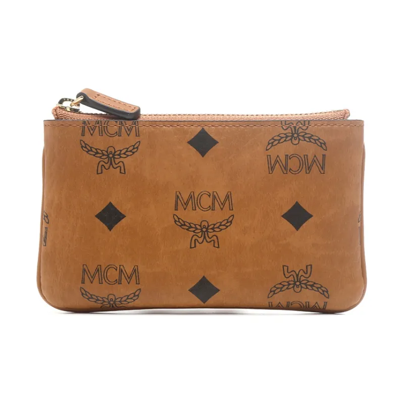 MCM Original Visetos Artificial Leather Key Pouch Coin Purse Trumpets Women's Brown-2