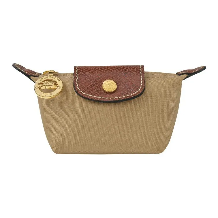 LONGCHAMP Le Pliage Canvas With Leather Trim Canvas Bag Coin Purse Women's Brown-0