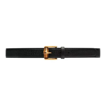 GUCCI Minimalist Style Versatile Leather Belts Women's Black Width 3CM