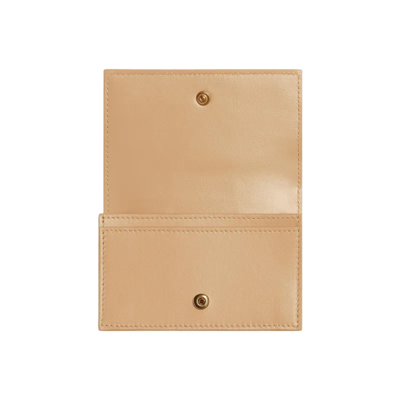 Bottega Veneta Lambskin Card Clip Card Holder Women's Almond-2