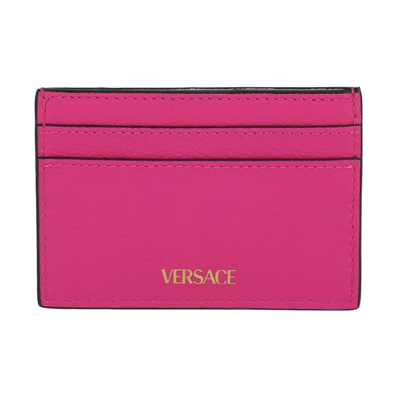 VERSACE La Medusa Cow Leather Card Holder Women's Fuchsia-1
