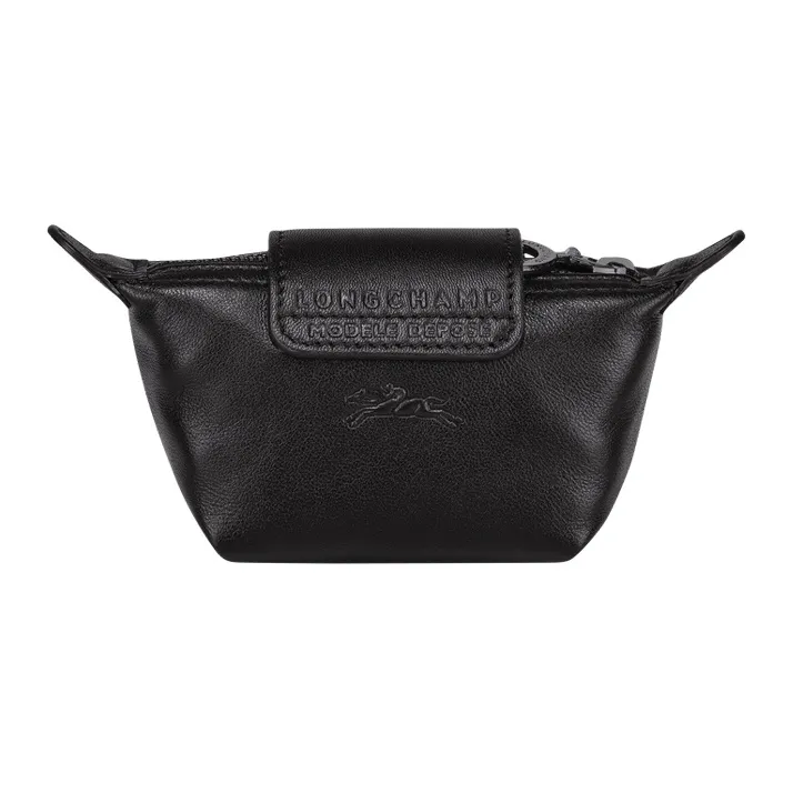 LONGCHAMP Le Pliage Cuir Sheepskin Dumpling Bag Coin Purse Women's Black-1