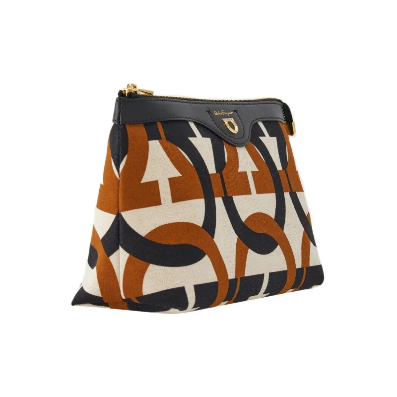 FERRAGAMO Fabric With Cow Leather Makeup Bag Women's Multicolor-1