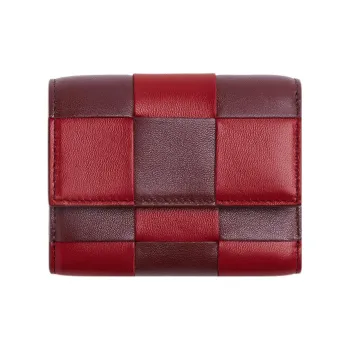 Bottega Veneta Cow Leather Wallet Small Size Women's Apple Sugar Red/Barolo Wine Red
