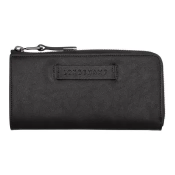 LONGCHAMP 3D Calfskin Wallet Women's Black