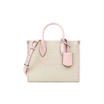 MICHAEL KORS Canvas Tote Bag Shopping Bag Canvas Bag Handbag Shoulder Bag Crossbody Bag Small Size Women's Beige & Pink