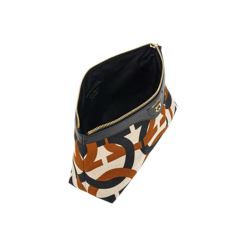 FERRAGAMO Fabric With Cow Leather Makeup Bag Women's Multicolor-3