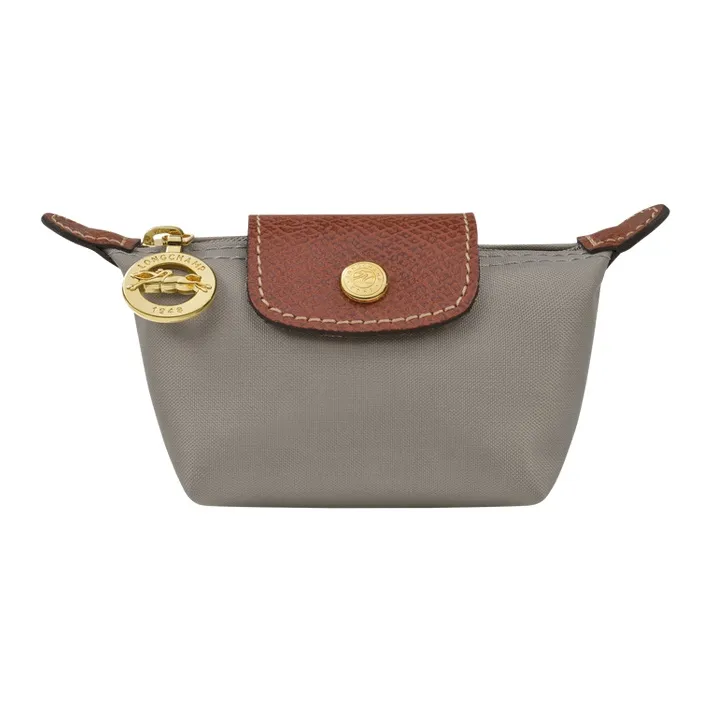 LONGCHAMP Le Pliage Cow Leather Trim Coin Purse Women's Gray-0