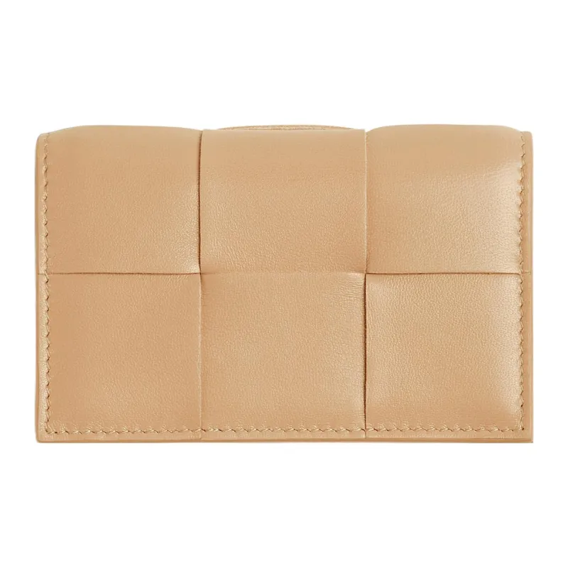 Bottega Veneta Lambskin Card Clip Card Holder Women's Almond-0