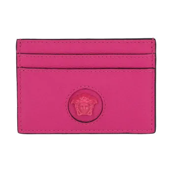 VERSACE La Medusa Cow Leather Card Holder Women's Fuchsia