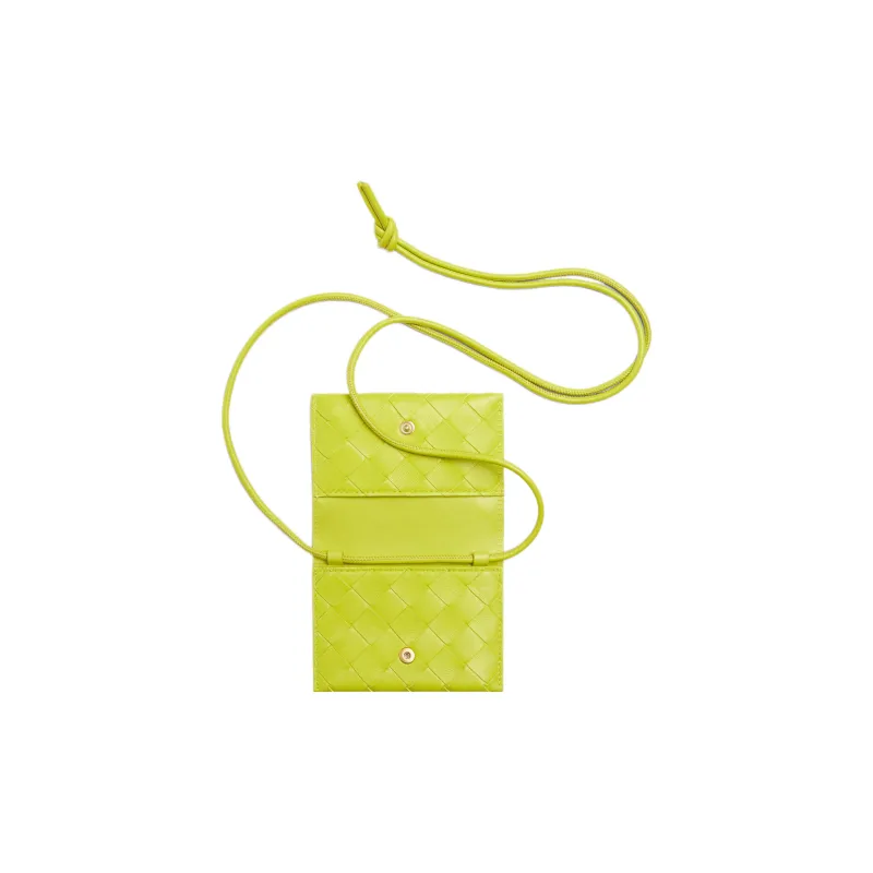 Bottega Veneta Lambskin With Cow Leather Card Holder, Wallet Women's Bright Yellow-1