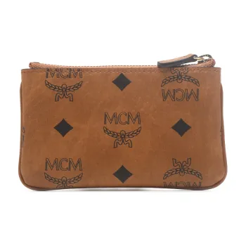 MCM Original Visetos Artificial Leather Key Pouch Coin Purse Trumpets Women's Brown
