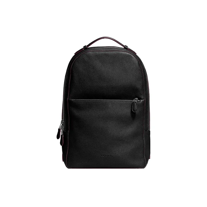 COACH Metropolitan Pebbled Soft Leather Backpack Medium Size Men's Black-0