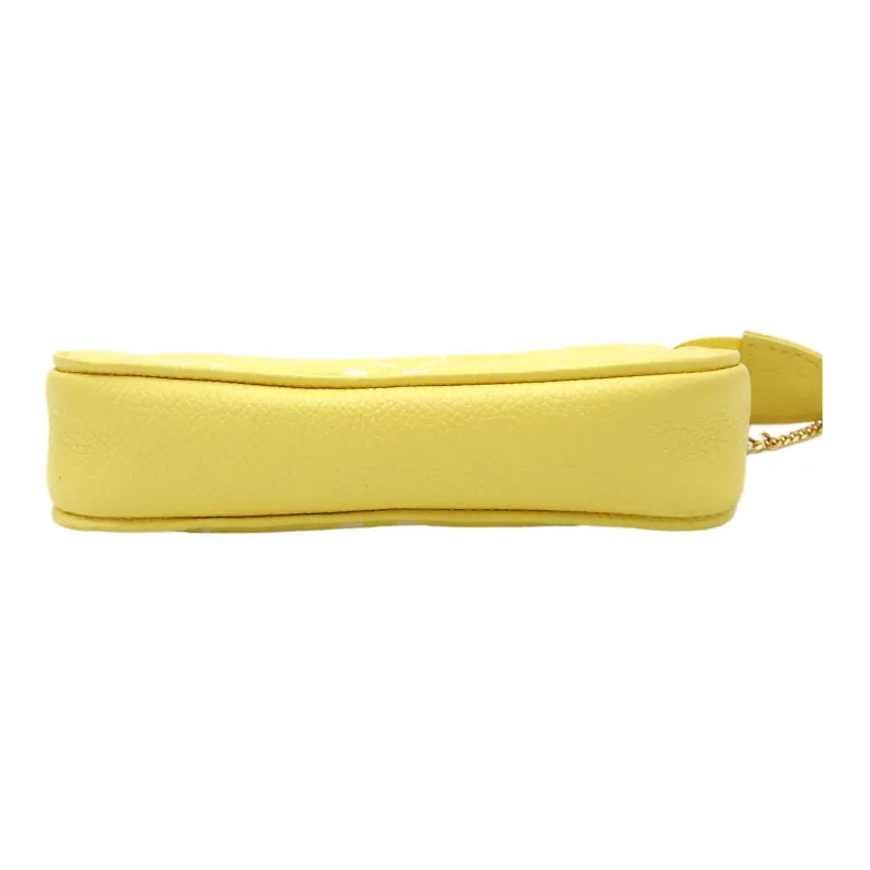 LOUIS VUITTON Pochette Accessories Mini Monogram Empreinte Embossed Lemon Curd Yellow-4