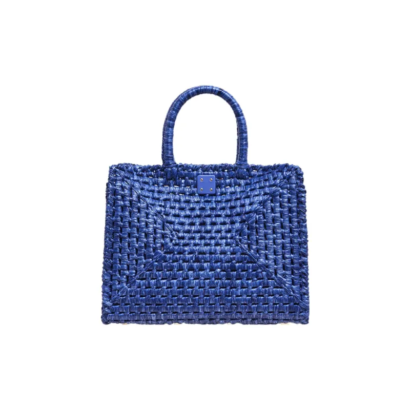 FERRAGAMO Studio Fabric Straw Bag Handbag Women's Blue-2