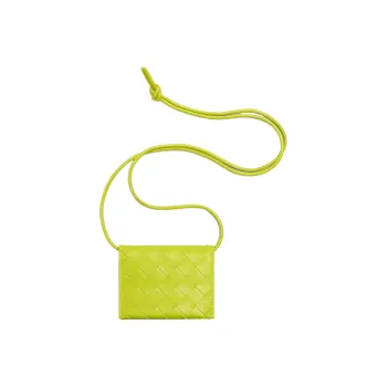Bottega Veneta Lambskin With Cow Leather Card Holder, Wallet Women's Bright Yellow