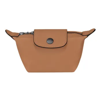 LONGCHAMP Le Pliage Cuir Sheepskin Dumpling Bag Clutch Coin Purse Women's Hazelnut