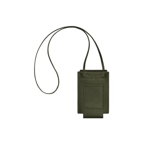 LONGCHAMP Le Pliage Green Cow Leather Shoulder Bag Crossbody Bag Cell Phone Pouch Men's Forest Green-1