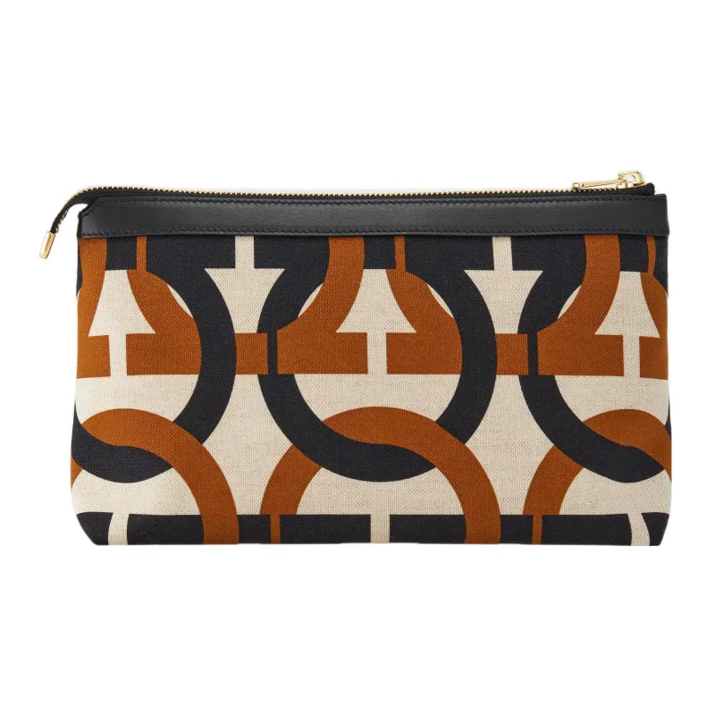 FERRAGAMO Fabric With Cow Leather Makeup Bag Women's Multicolor-2