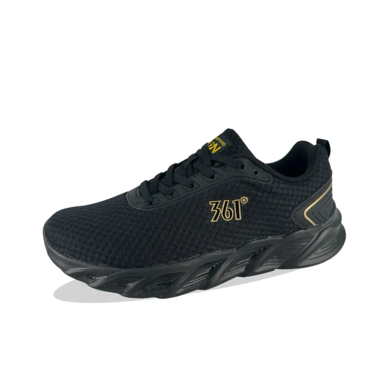 361° Lightweight And Breathable Low Top Running Shoes Men's Black Gold-2