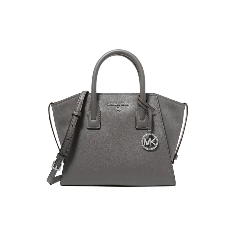 MICHAEL KORS Avril Pebbled Leather With Suede Shoulder Bag, Crossbody Bag, Handbag Trumpets Women's Heather Gray-0