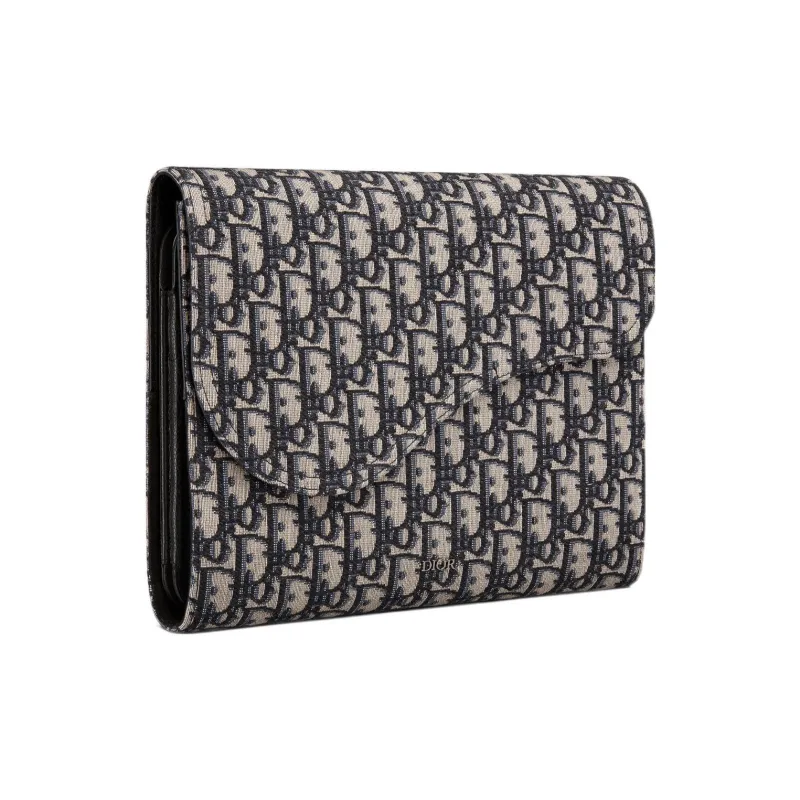 DIOR Jacquard With Canvas Saddle Bag Canvas Bag Clutch Women's Beige/Black-2